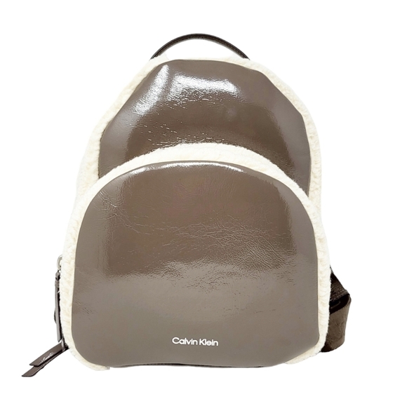 CALVIN KLEIN Estelle Patent Sherpa Backpack NWT - Picture 2 of 8